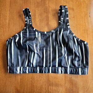 Title Nine Tech Athena sports bra 40DD black/gray/white stripes